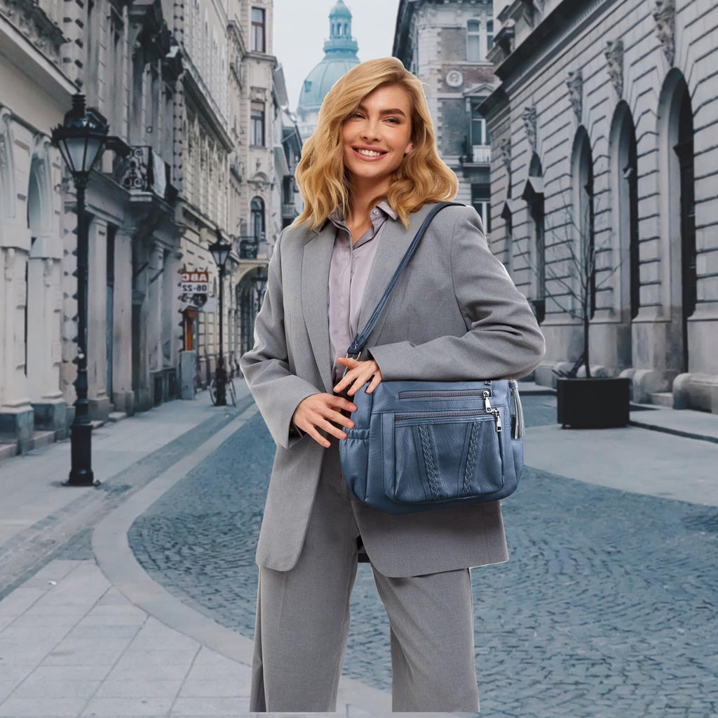 ELDA Chic Crossbody: Soft PU Leather Multi-Pocket Bag - Handbags by Handbags Specialist Headquarter | Available at Handbags Specialist Headquarter