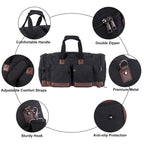Leather Travel Bag with Shoe Pouch, Brown