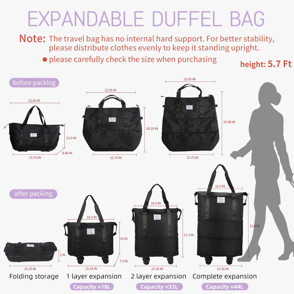 VoyagePro Expandable Wheeled Duffle Bag -  by Handbags Specialist Headquarter | Available at Handbags Specialist Headquarter
