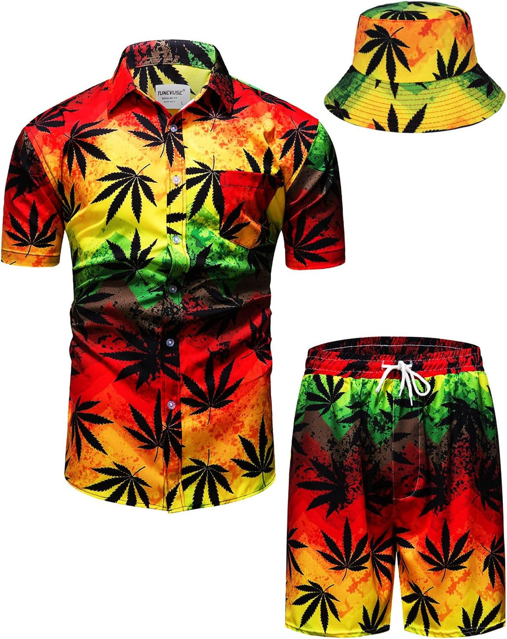 TUNEVUSE Men's Hawaiian Shirt & Shorts Set
