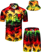 TUNEVUSE Men's Hawaiian Shirt & Shorts Set