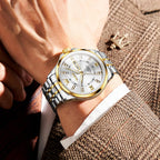 OLEVS Luxe: Men's Golden Dial Quartz Business Watch