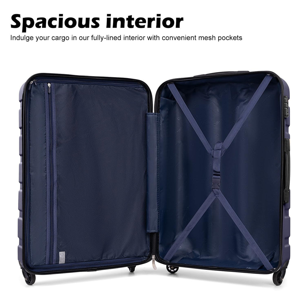 Coolife 3-Piece Hardshell Luggage Set - Navy