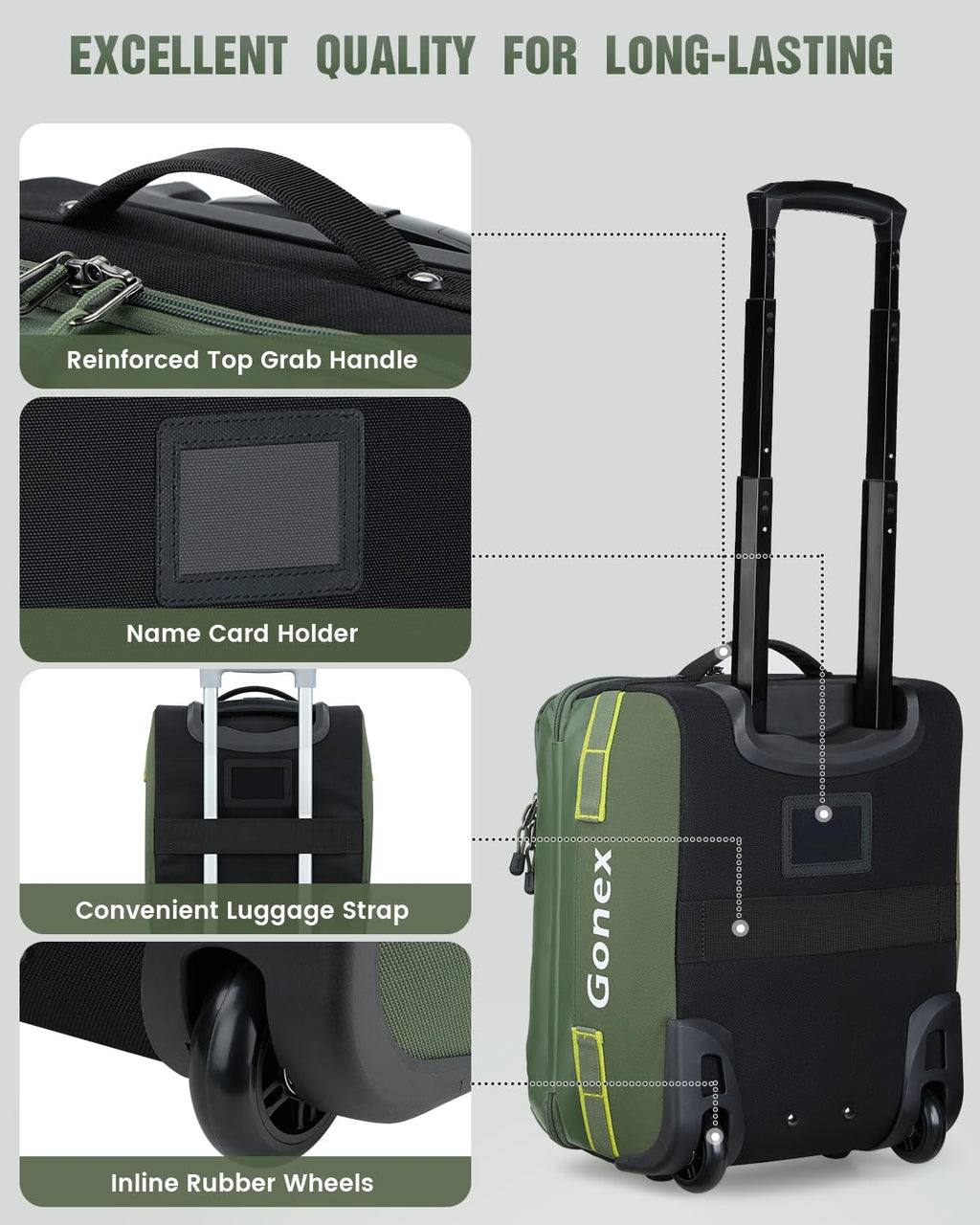 Gonex 70L Wheeled Duffle - Olive Green Travel Bag -  by Handbags Specialist Headquarter | Available at Handbags Specialist Headquarter