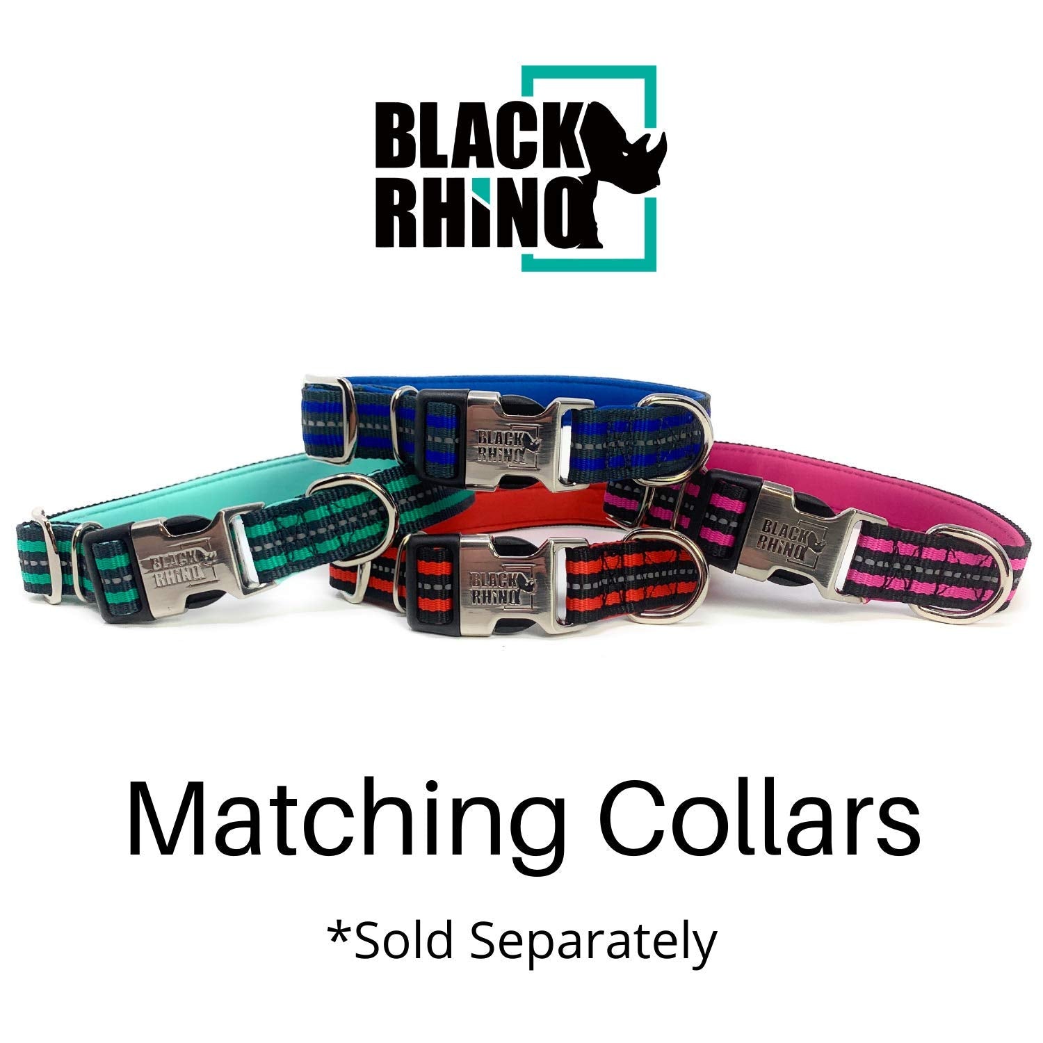 RhinoGrip Aqua: Double Handle Reflective Dog Leash -  by Handbags Specialist Headquarter | Available at Handbags Specialist Headquarter