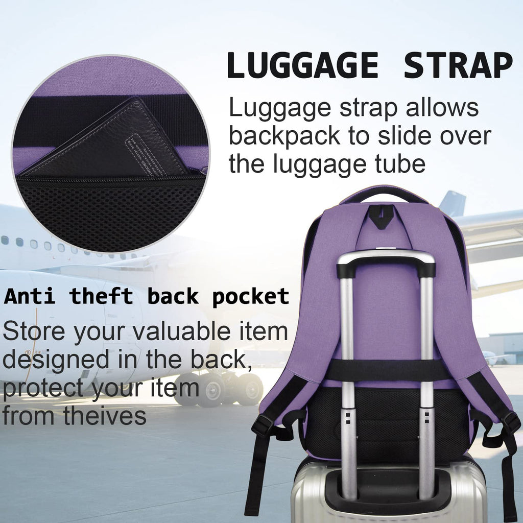 Volher Anti-Theft USB Laptop Backpack - Rose Red