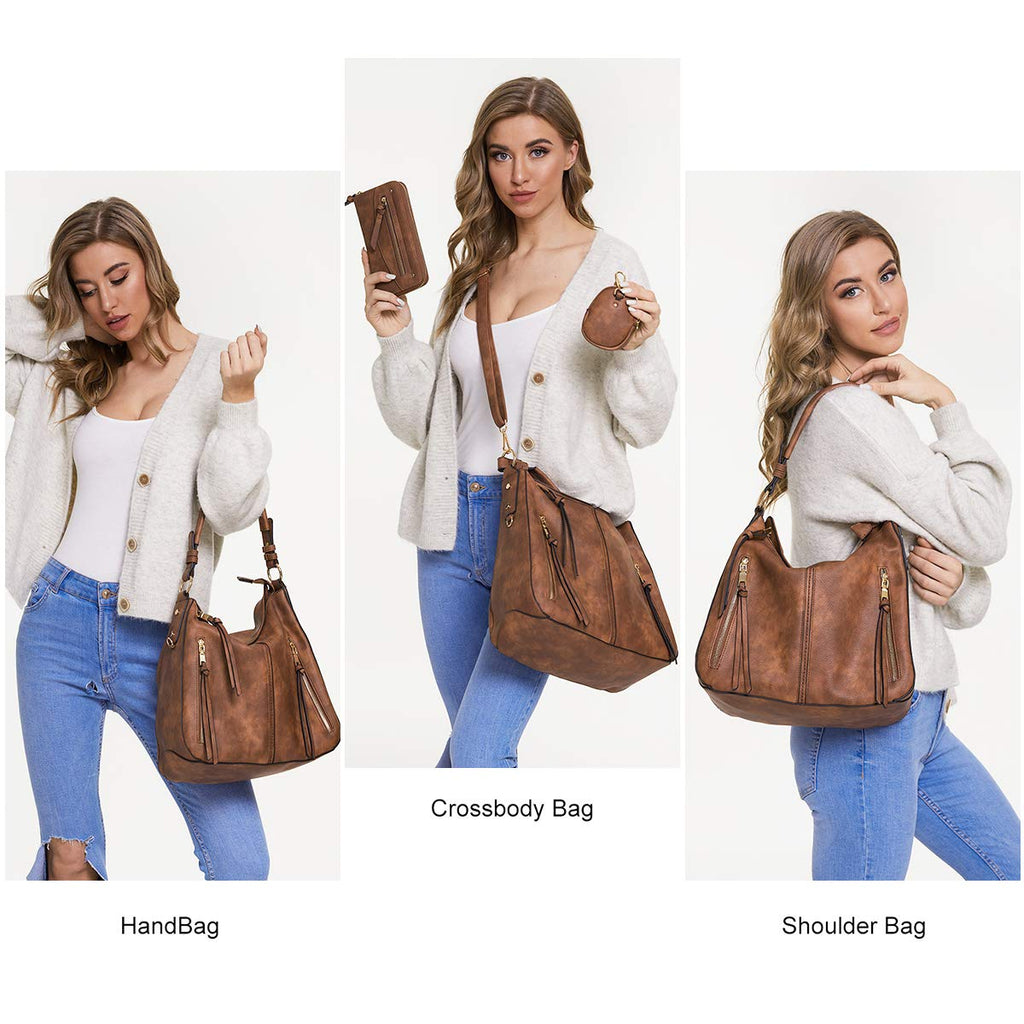 Lapsting Boho Faux Leather Hobo Shoulder Bag