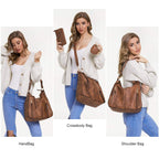 Lapsting Boho Faux Leather Hobo Shoulder Bag