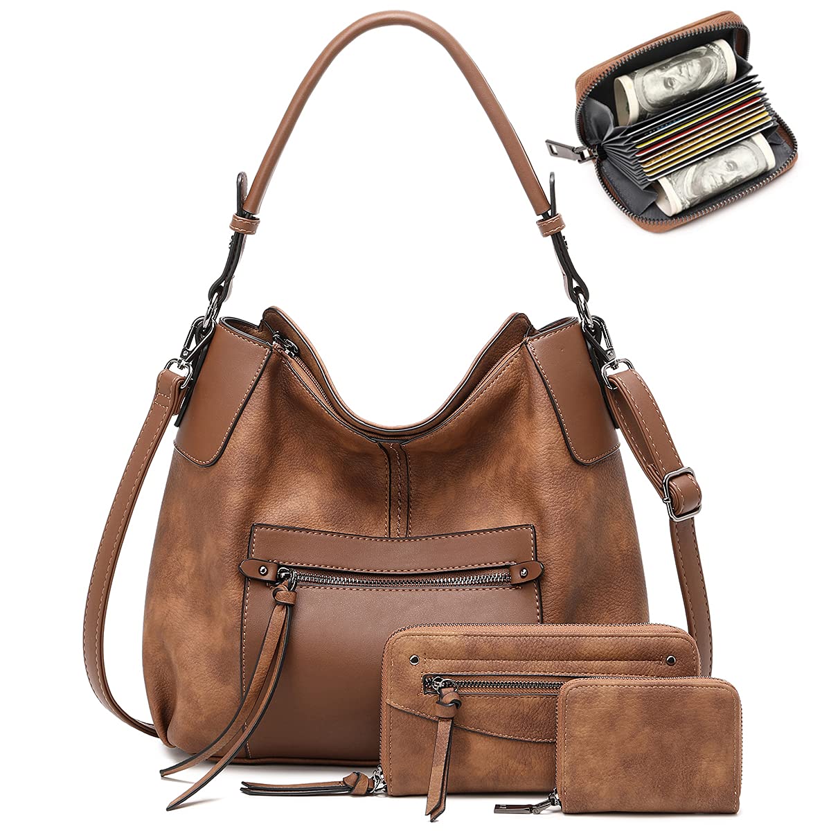 Lapsting Boho Faux Leather Hobo Shoulder Bag