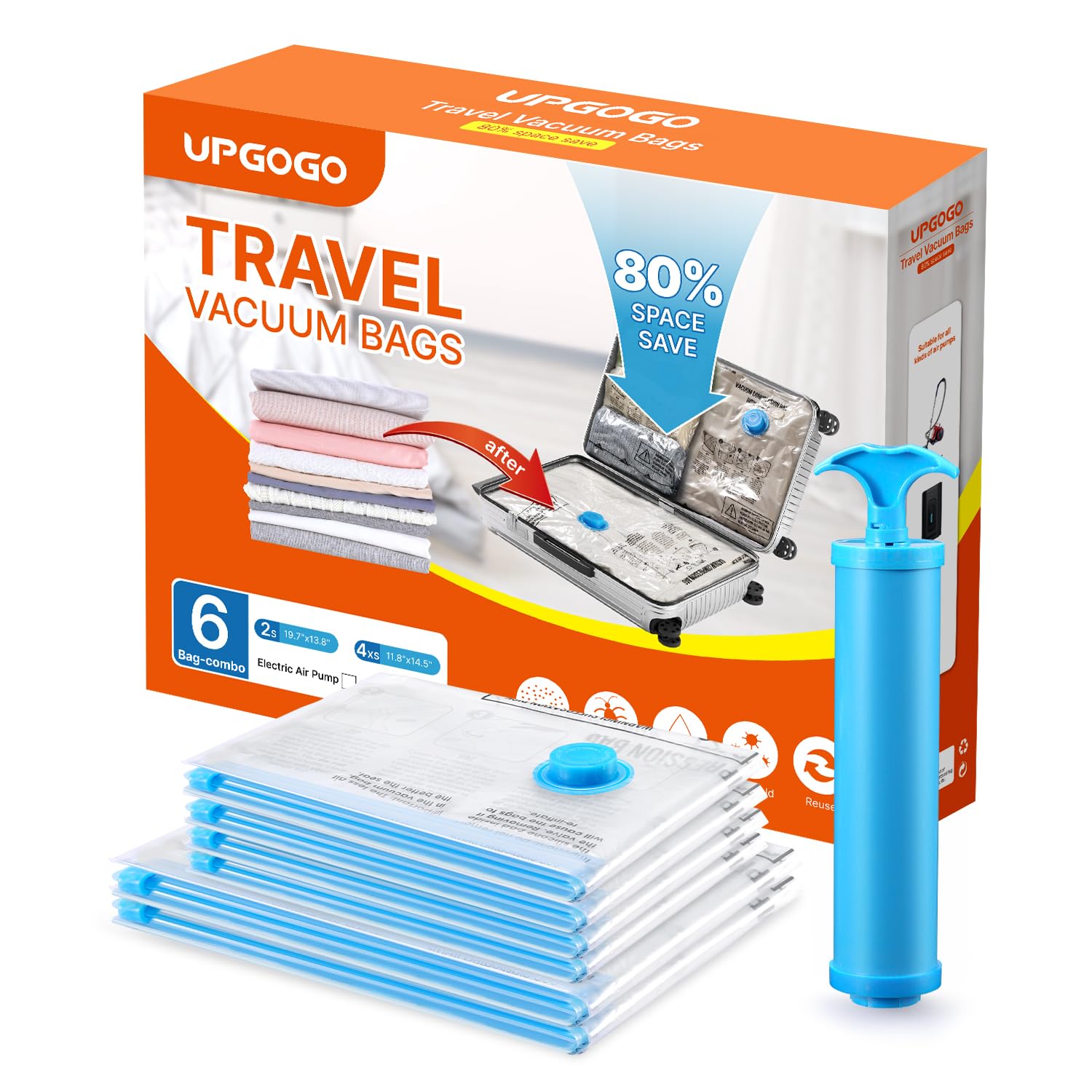 Vacuum Space Saver Bags - 6 Pack Travel Combo -  by Handbags Specialist Headquarter | Available at Handbags Specialist Headquarter