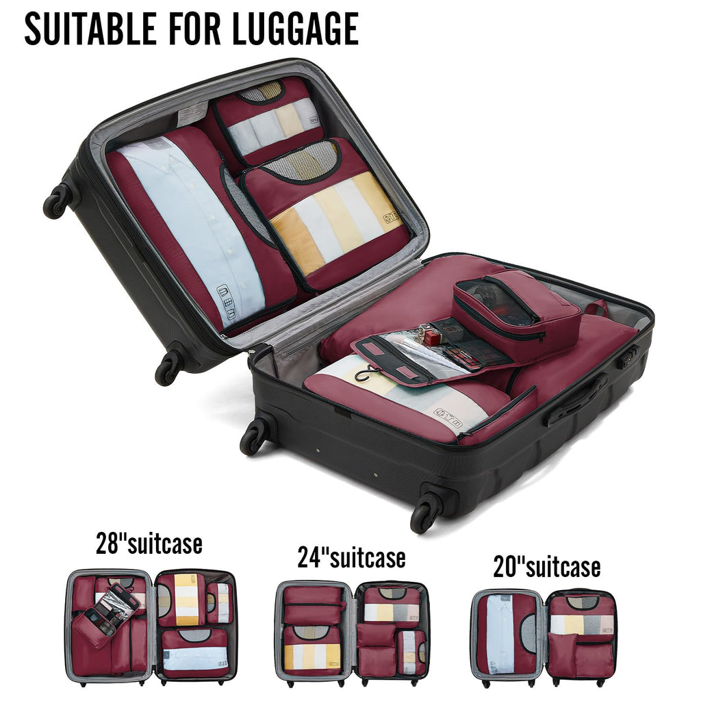 Veken Travel Cubes - 8 Piece Set - Luggage Travel Bags by Handbags Specialist Headquarter | Available at Handbags Specialist Headquarter