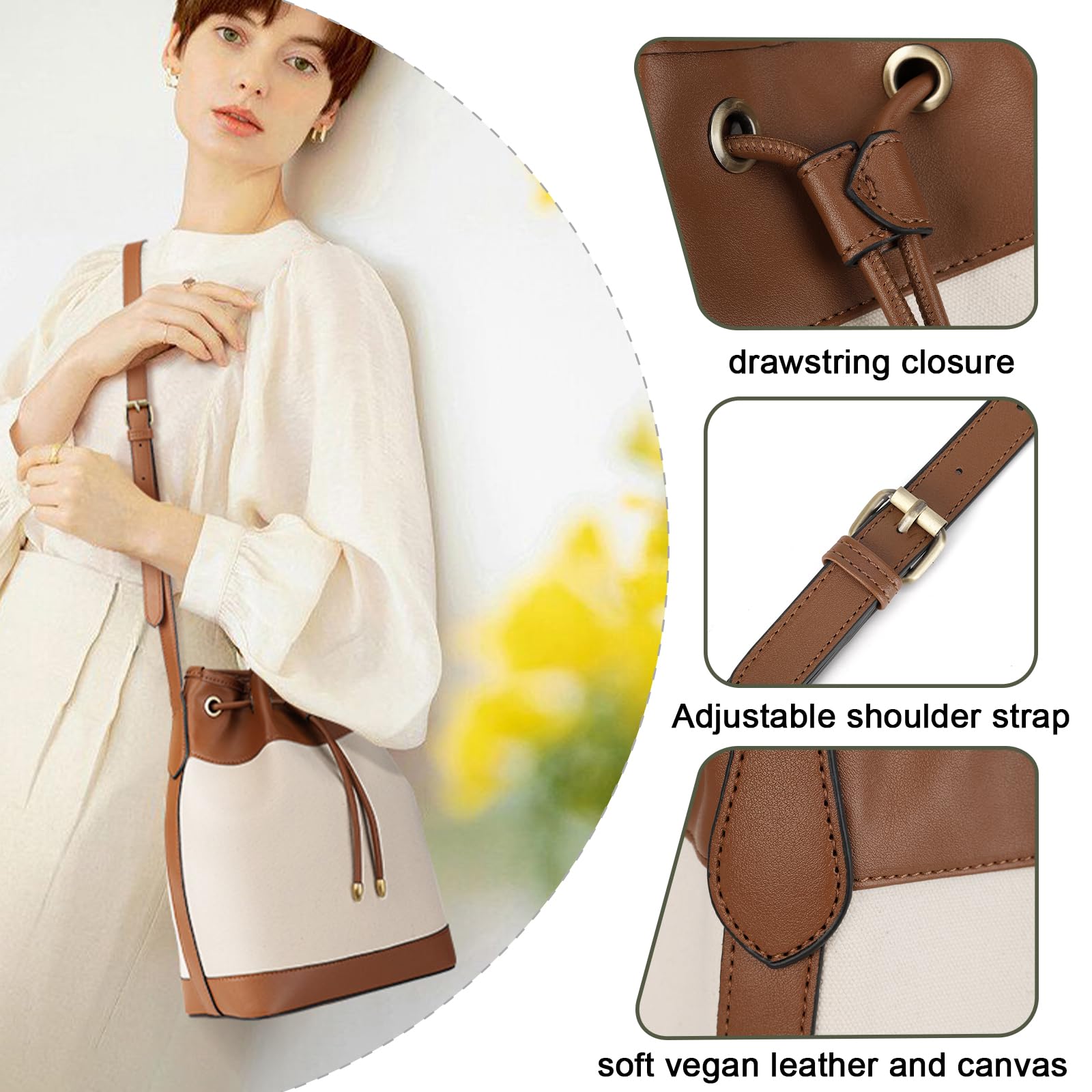 AFKOMST Chic Leather Bucket & Crossbody Bag Set -  by Handbags Specialist Headquarter | Available at Handbags Specialist Headquarter