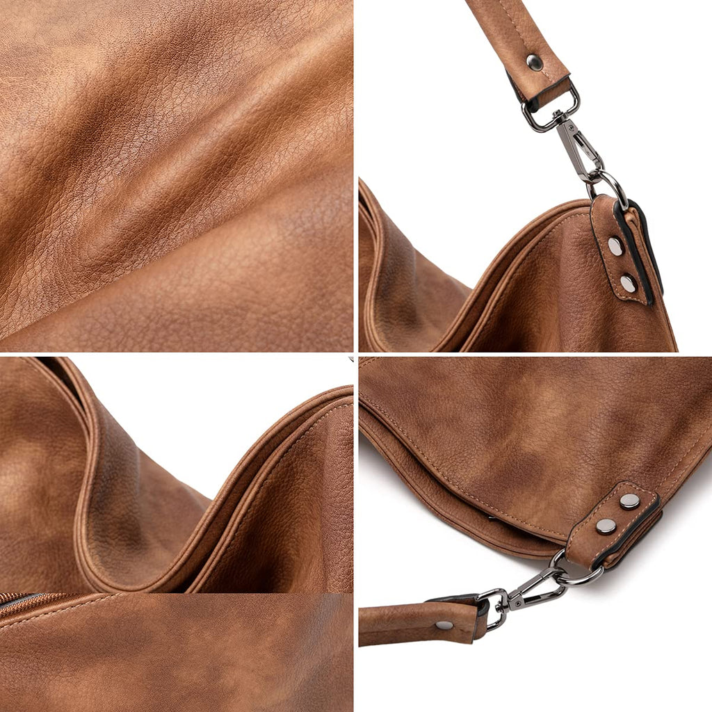 Lapsting Boho Faux Leather Hobo Shoulder Bag