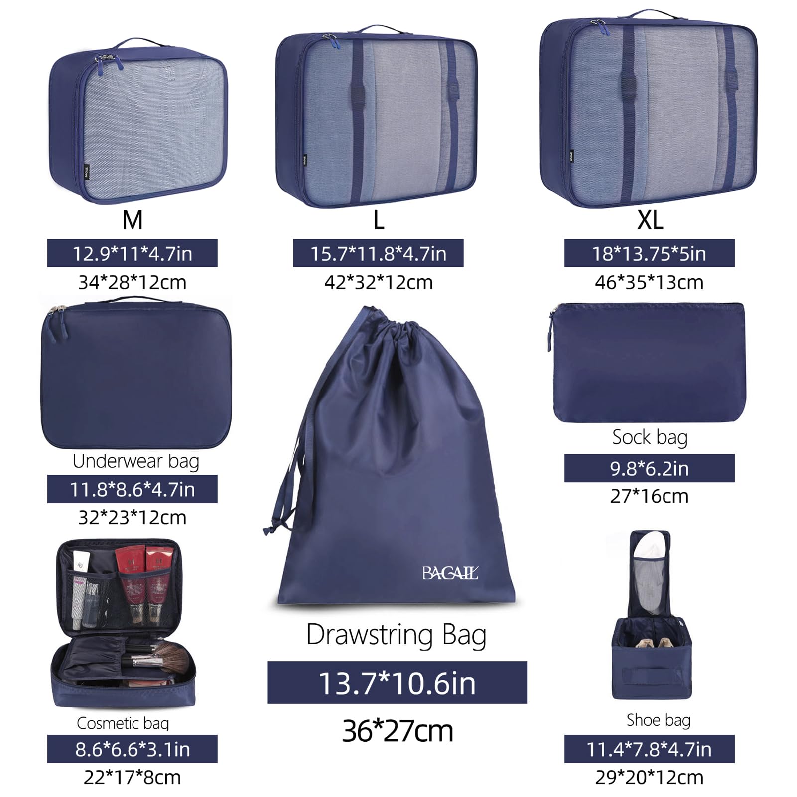 TravelMate 8-Piece Packing Cubes - Luggage Travel Bags by Handbags Specialist Headquarter | Available at Handbags Specialist Headquarter