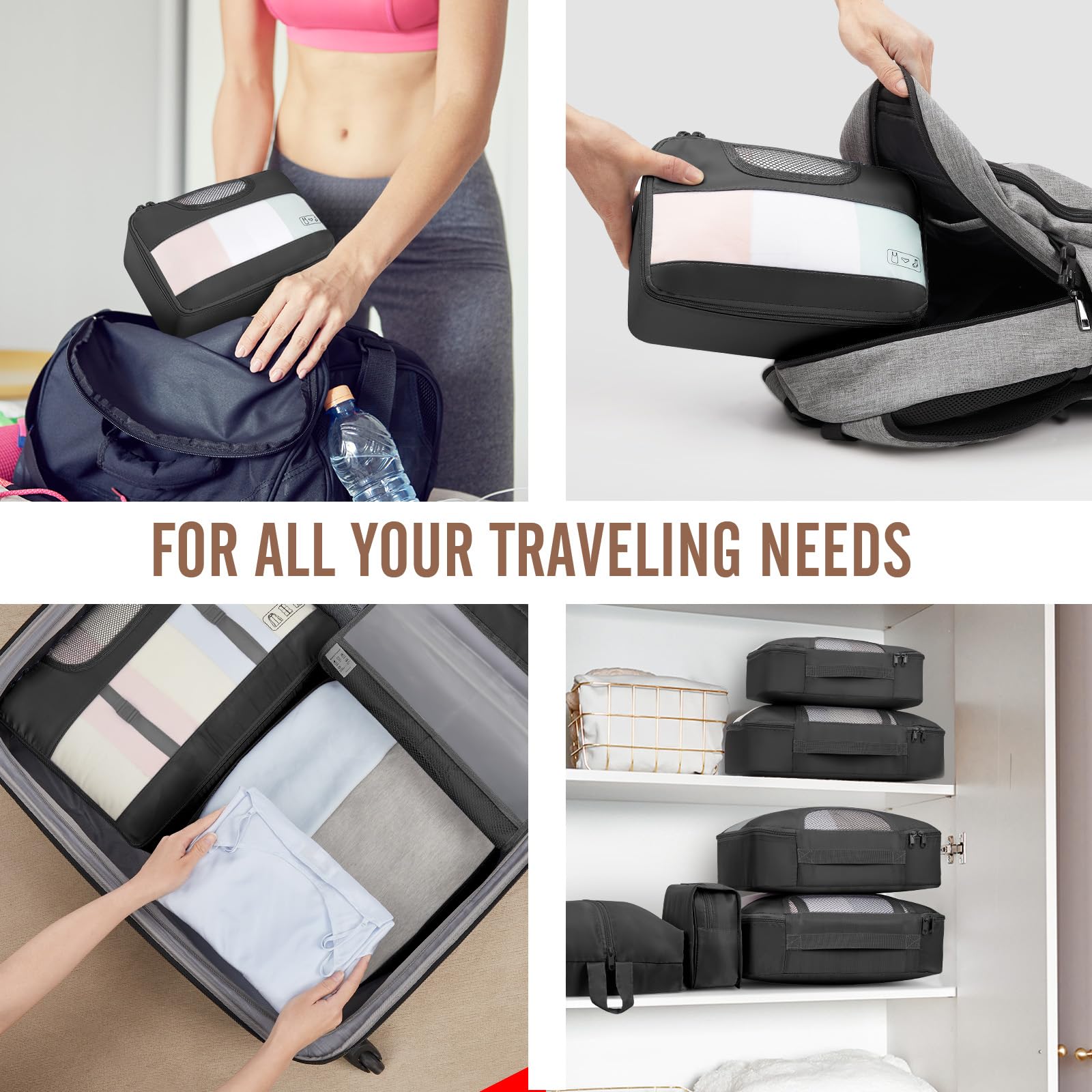 Veken Travel Cubes - 8 Piece Set - Luggage Travel Bags by Handbags Specialist Headquarter | Available at Handbags Specialist Headquarter