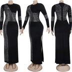 Women's Diamond Long Sleeve Party Club Dress