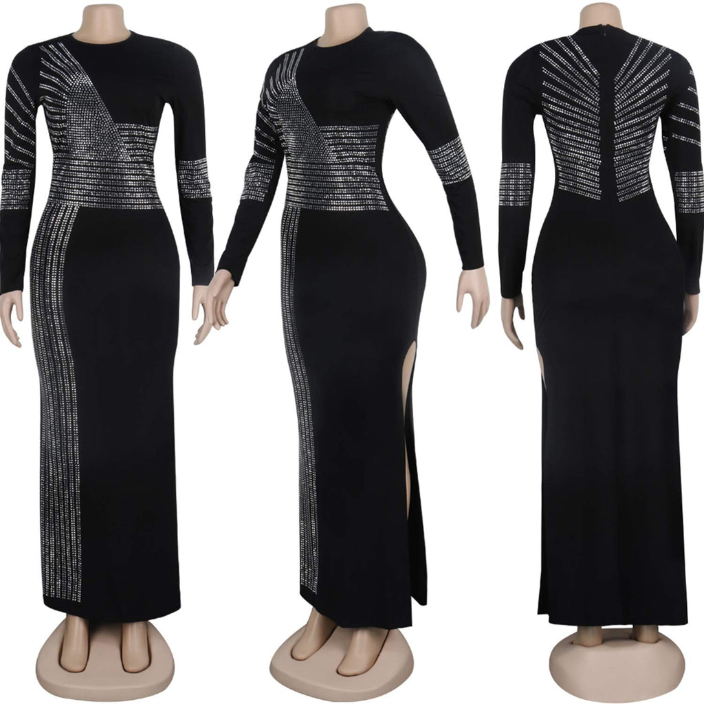 Women's Diamond Long Sleeve Party Club Dress
