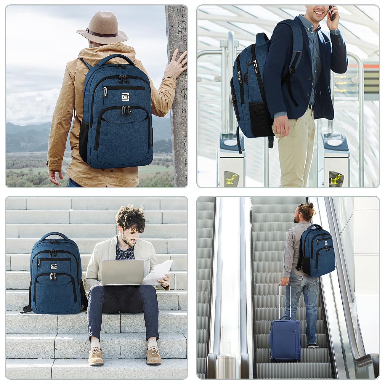 Volher Anti-Theft USB Laptop Backpack - Rose Red