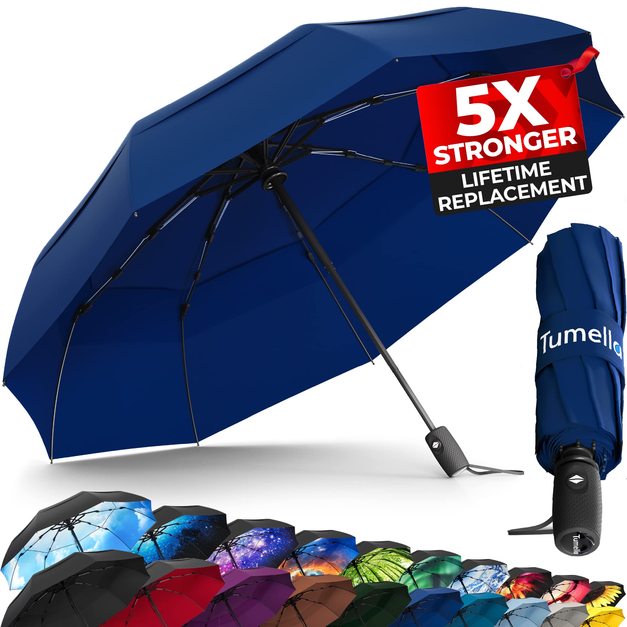TUMELLA Elite Windproof Travel Umbrella -  by Handbags Specialist Headquarter | Available at Handbags Specialist Headquarter
