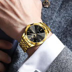 AzureGleam: Elite Men's Diamond Steel Watch