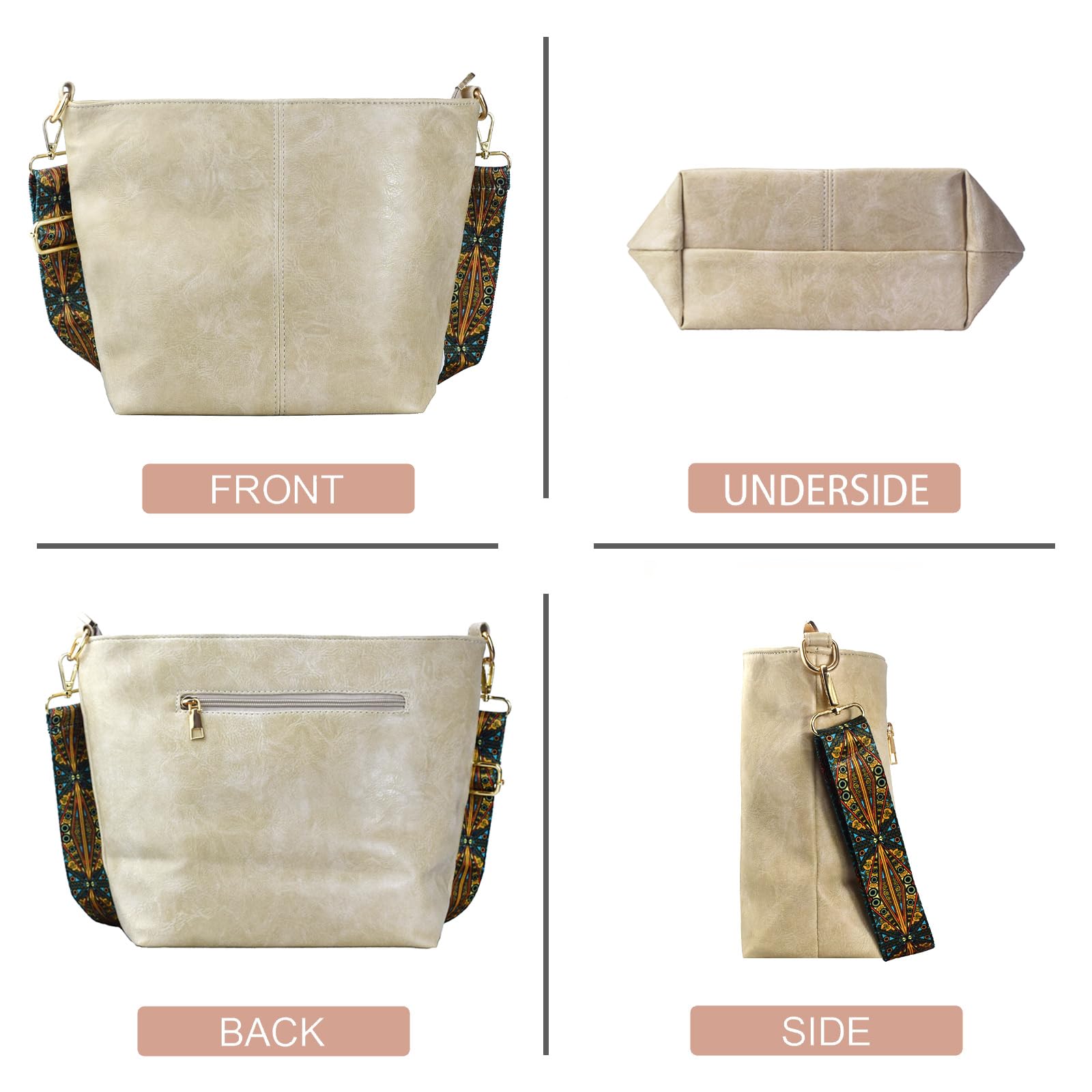 ChicHobo Vegan Leather Crossbody Bag with Strap -  by Handbags Specialist Headquarter | Available at Handbags Specialist Headquarter