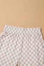 Ribbed Texture Checkered Print Tank and Pants Set - Sleepwear by Trendsi | Available at Handbags Specialist Headquarter