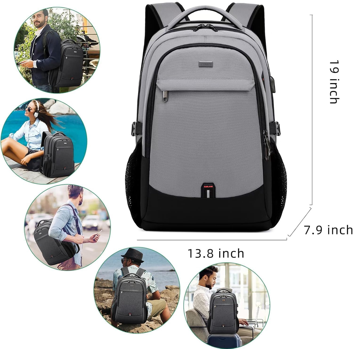 DUSLANG Travel Laptop Backpack with USB Port - Black - Backpack Bags by Handbags Specialist Headquarter | Available at Handbags Specialist Headquarter