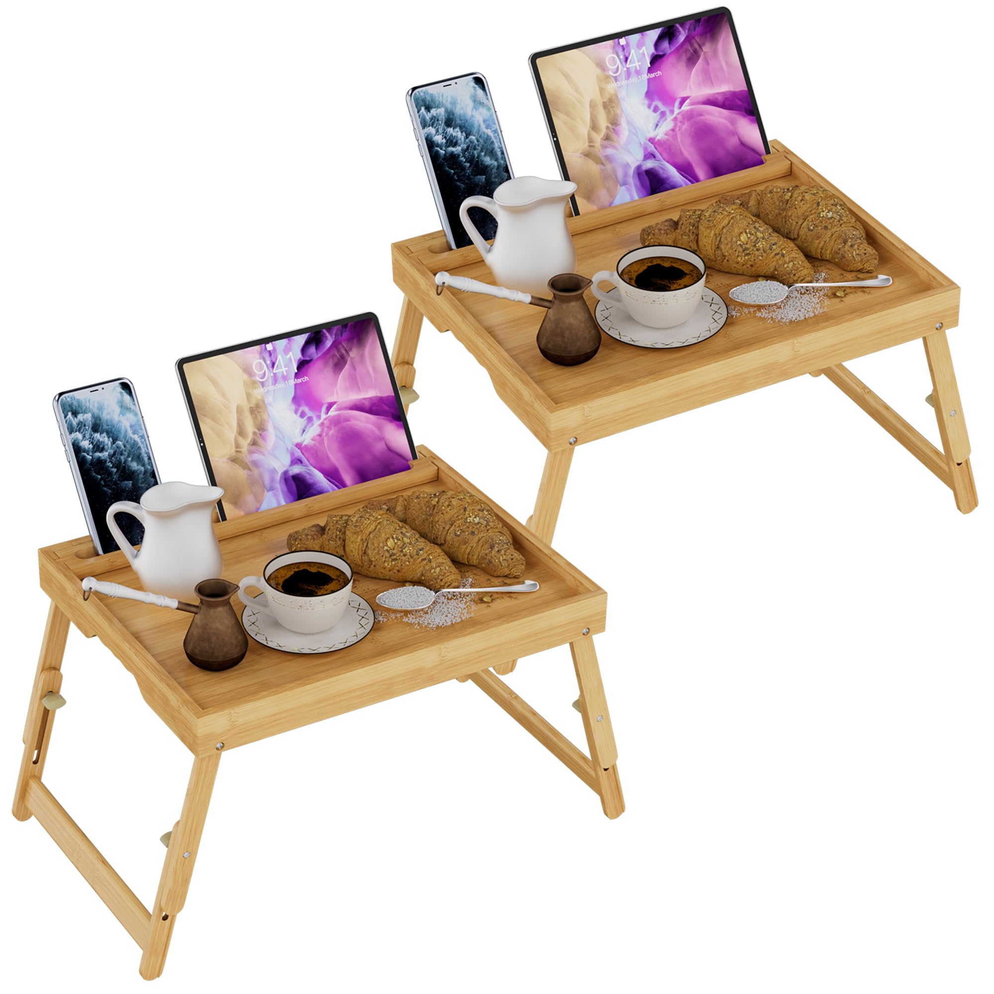 Artmeer Bamboo Foldable Bed & Laptop Tray - 2 Pack - Decor by Handbags Specialist Headquarter | Available at Handbags Specialist Headquarter
