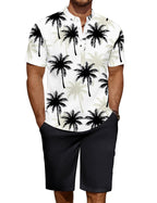 COOFANDY Men's Linen Henley Shirt & Shorts Set