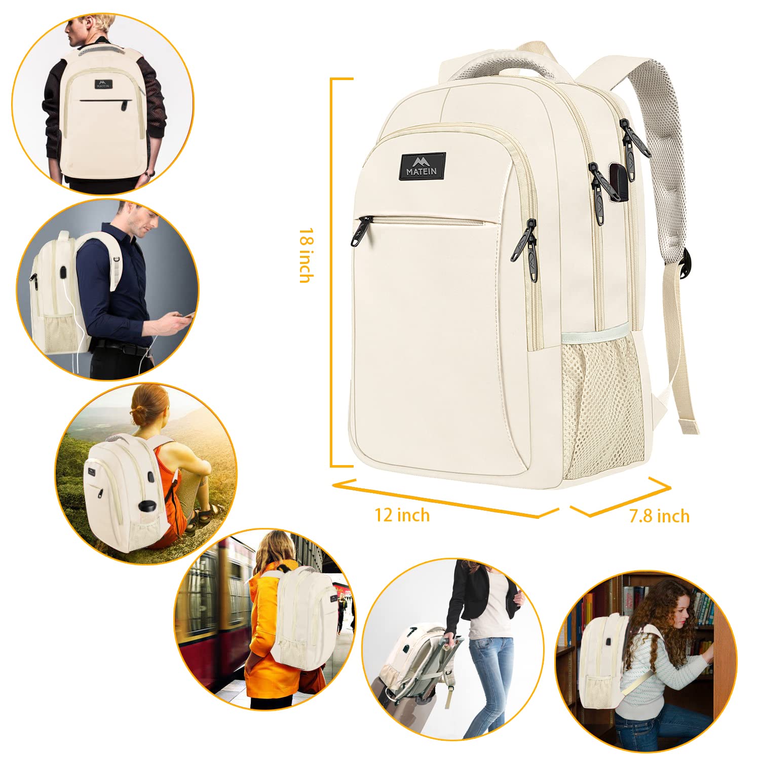 MATEIN SleekGuard Laptop Backpack with USB Port - Backpack Bags by Handbags Specialist Headquarter | Available at Handbags Specialist Headquarter
