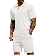COOFANDY Men's 2 Piece Polo Shirt & Shorts Set