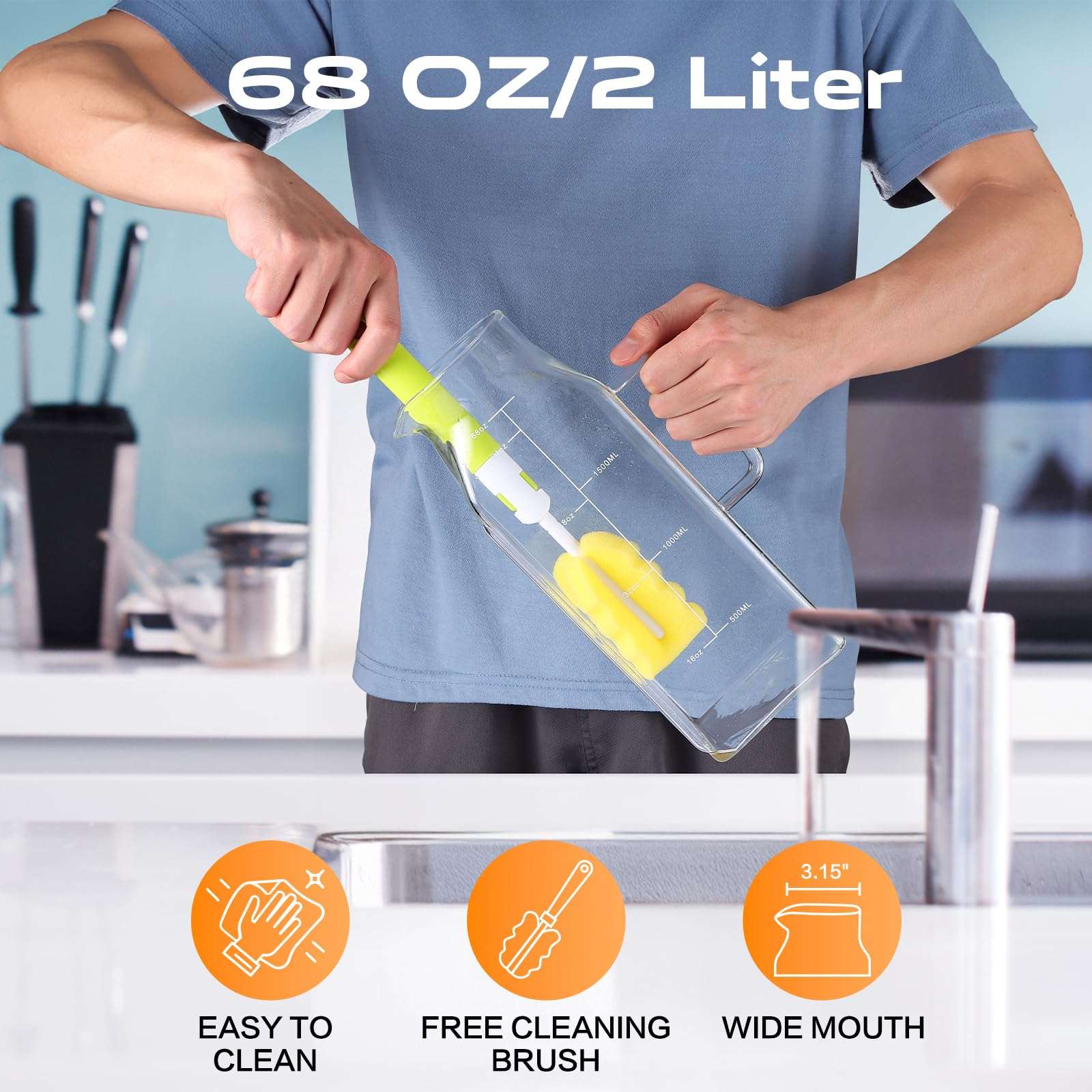 Aofmee Stainless Precision Pitcher - 68oz Borosilicate - Decor by Handbags Specialist Headquarter | Available at Handbags Specialist Headquarter