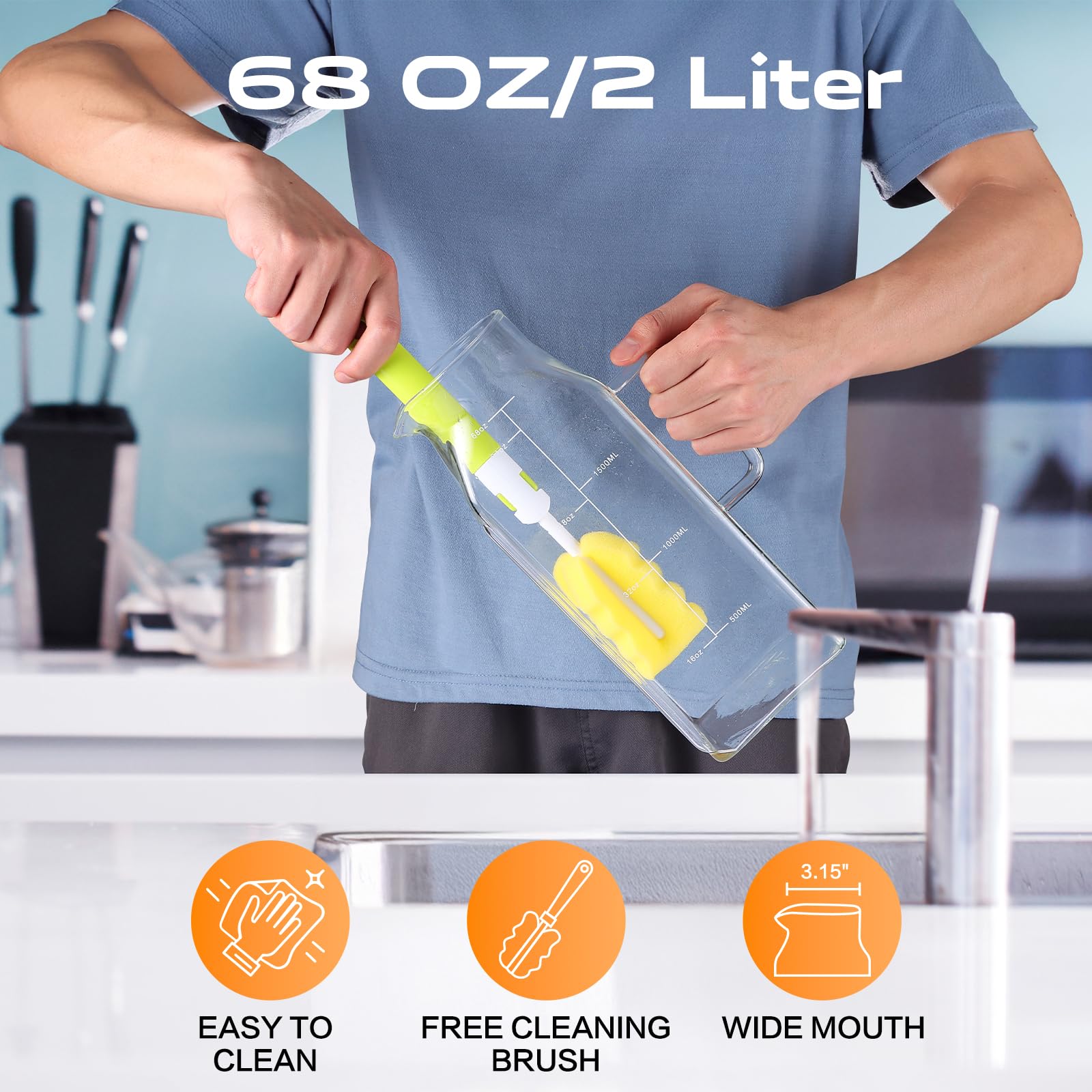 Aofmee Stainless Precision Pitcher - 68oz Borosilicate - Decor by Handbags Specialist Headquarter | Available at Handbags Specialist Headquarter