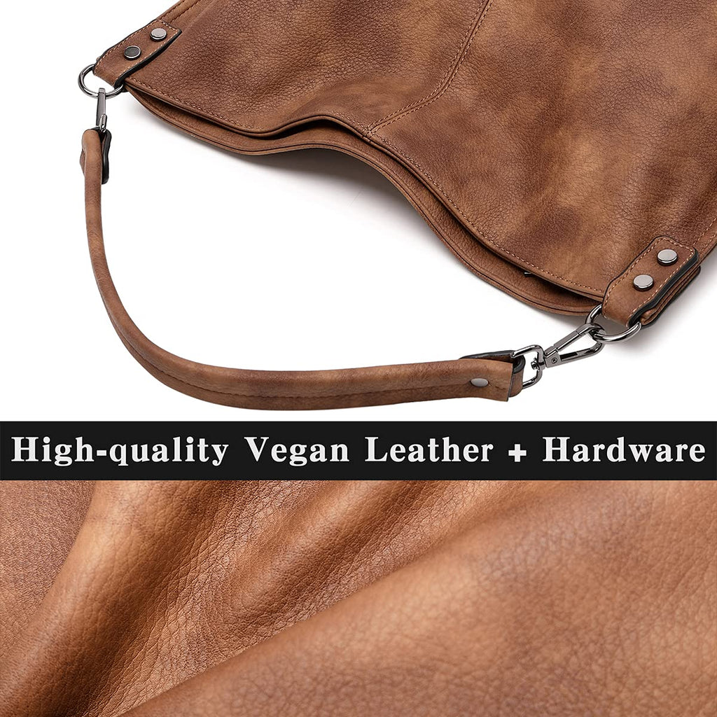 Lapsting Boho Faux Leather Hobo Shoulder Bag