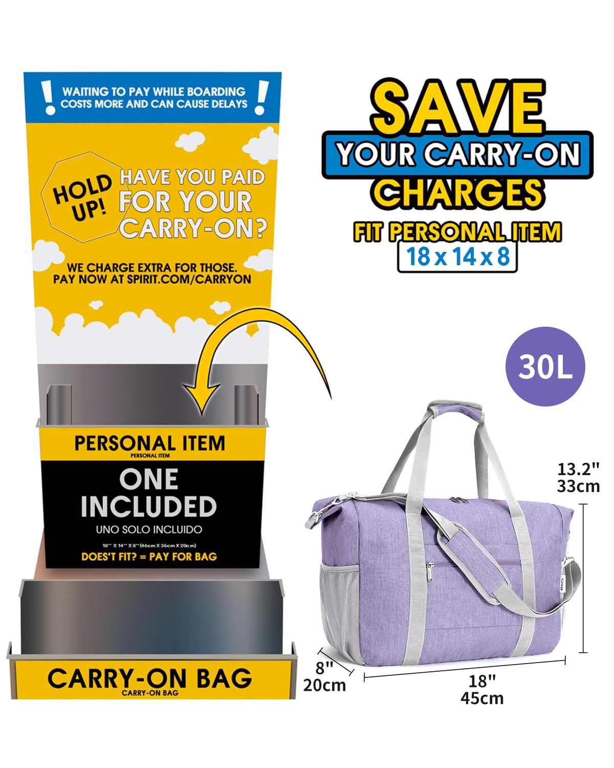 Narwey Air Duffle 22x14x9 - Luggage Travel Bags by Handbags Specialist Headquarter | Available at Handbags Specialist Headquarter