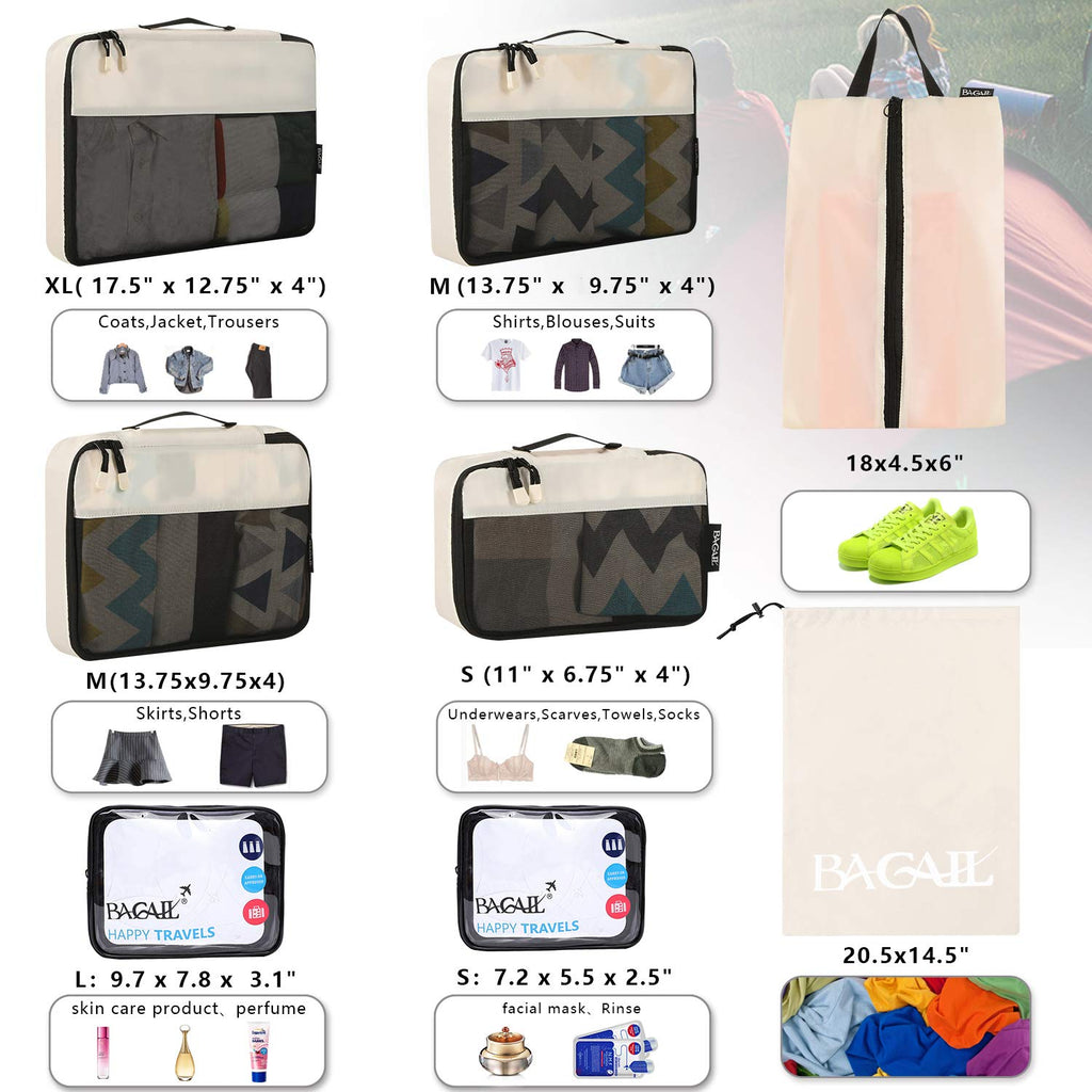 BAGAIL Travel Cubes: 8/9 Set Packing Organizers -  by Handbags Specialist Headquarter | Available at Handbags Specialist Headquarter
