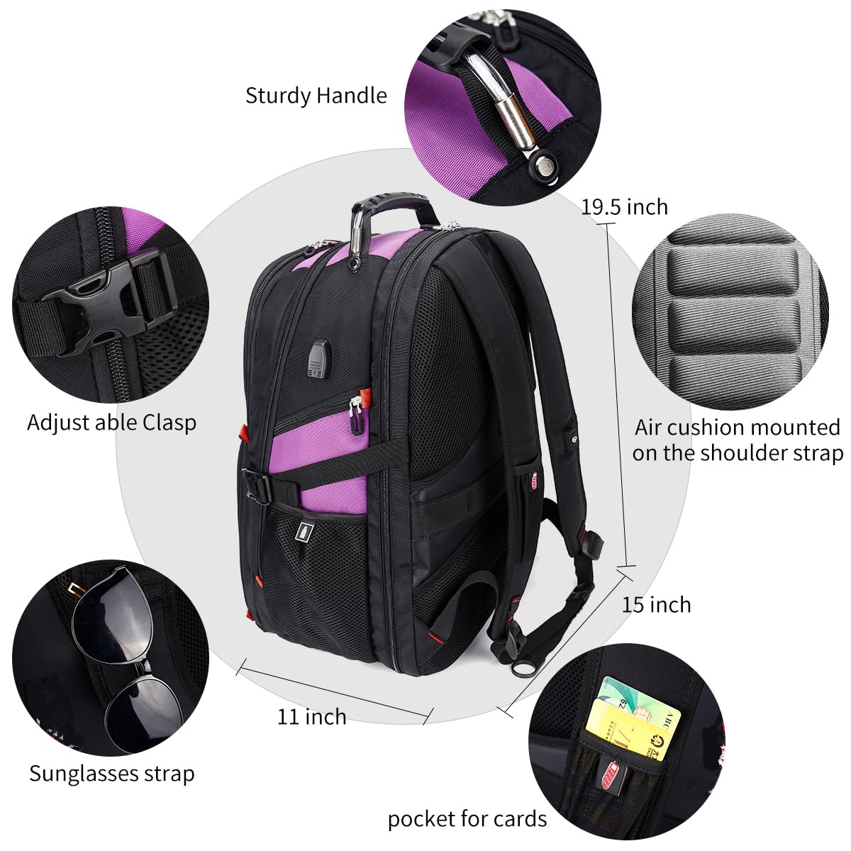 SHRRADOO 50L USB Travel Laptop Backpack - Airline Approved - Backpack Bags by Handbags Specialist Headquarter | Available at Handbags Specialist Headquarter
