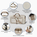 Foldable 65L Duffle Bag with Shoe Compartment