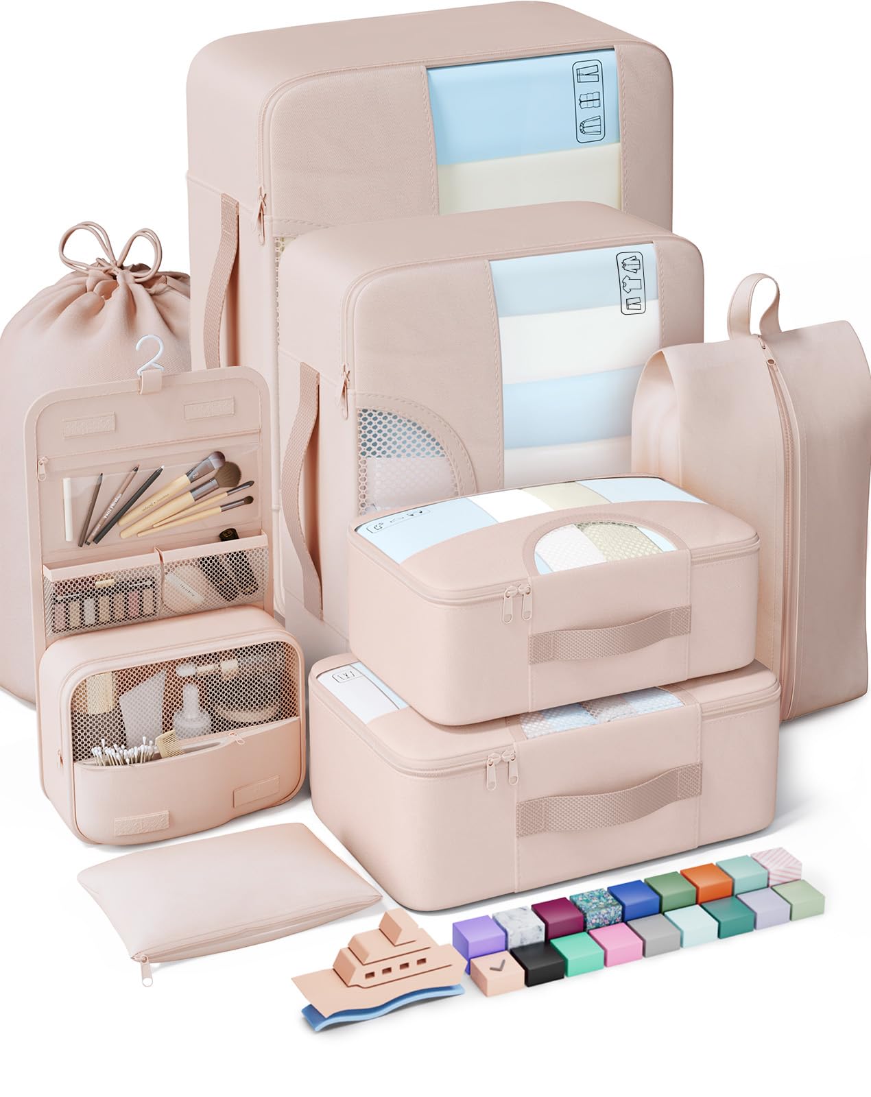 Veken Travel Cubes - 8 Piece Set - Luggage Travel Bags by Handbags Specialist Headquarter | Available at Handbags Specialist Headquarter