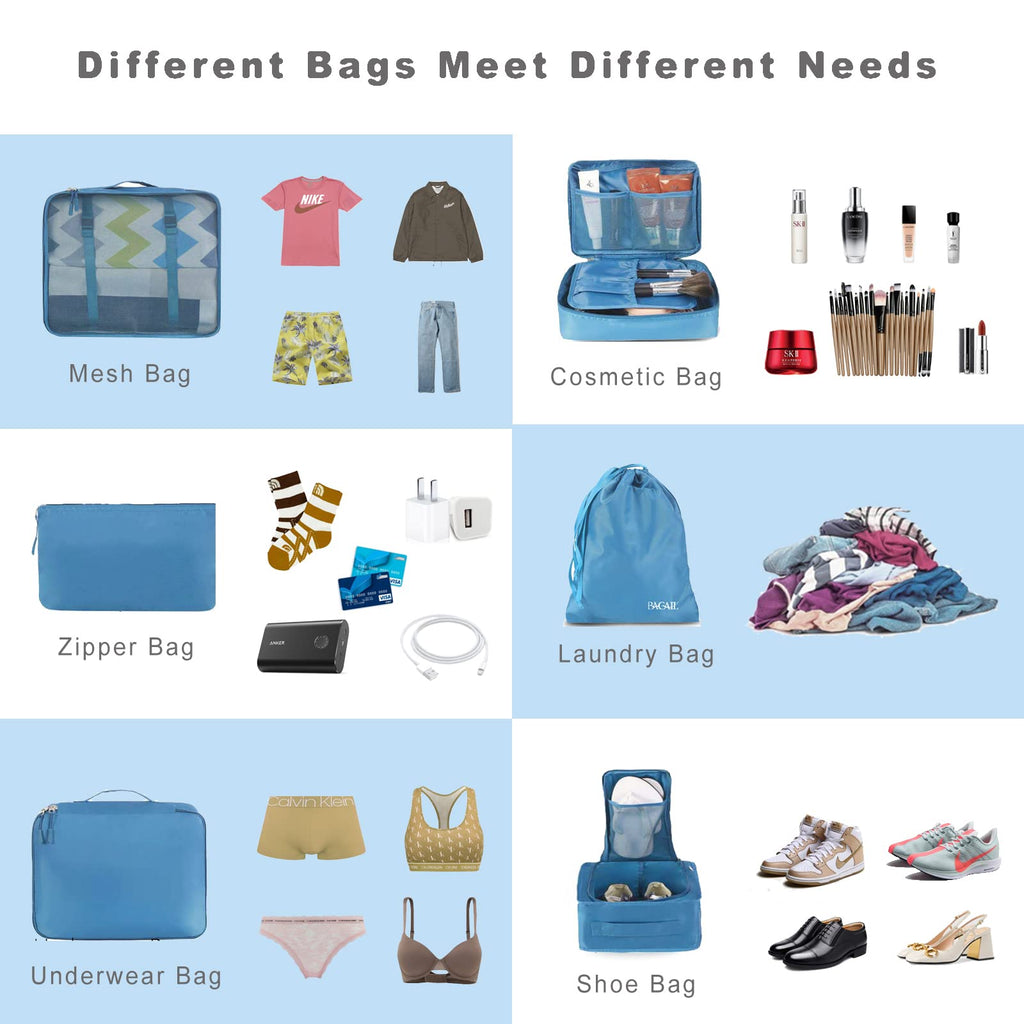 TravelMate 8-Piece Packing Cubes - Luggage Travel Bags by Handbags Specialist Headquarter | Available at Handbags Specialist Headquarter