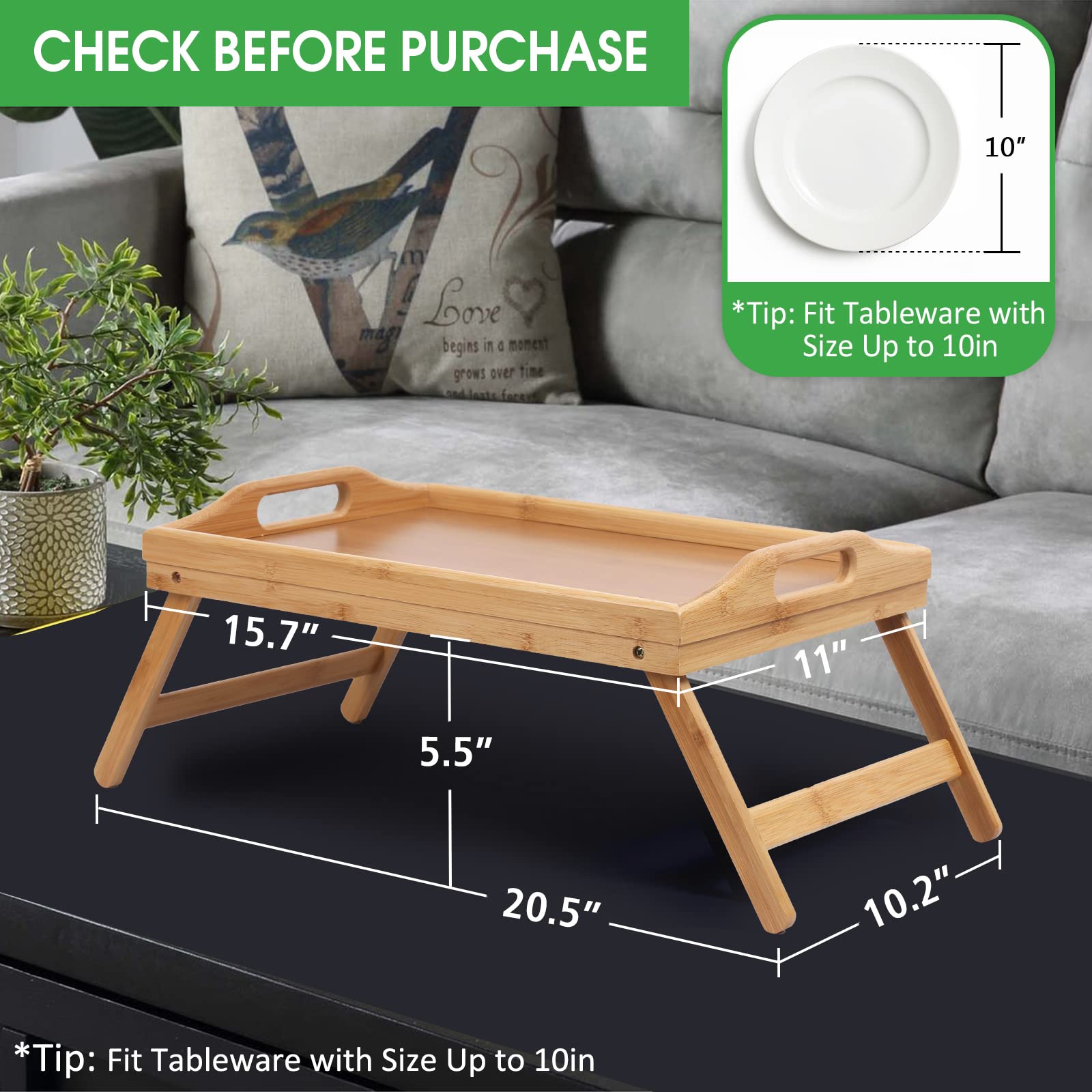 Artmeer Bamboo Foldable Bed & Laptop Tray - 2 Pack - Decor by Handbags Specialist Headquarter | Available at Handbags Specialist Headquarter