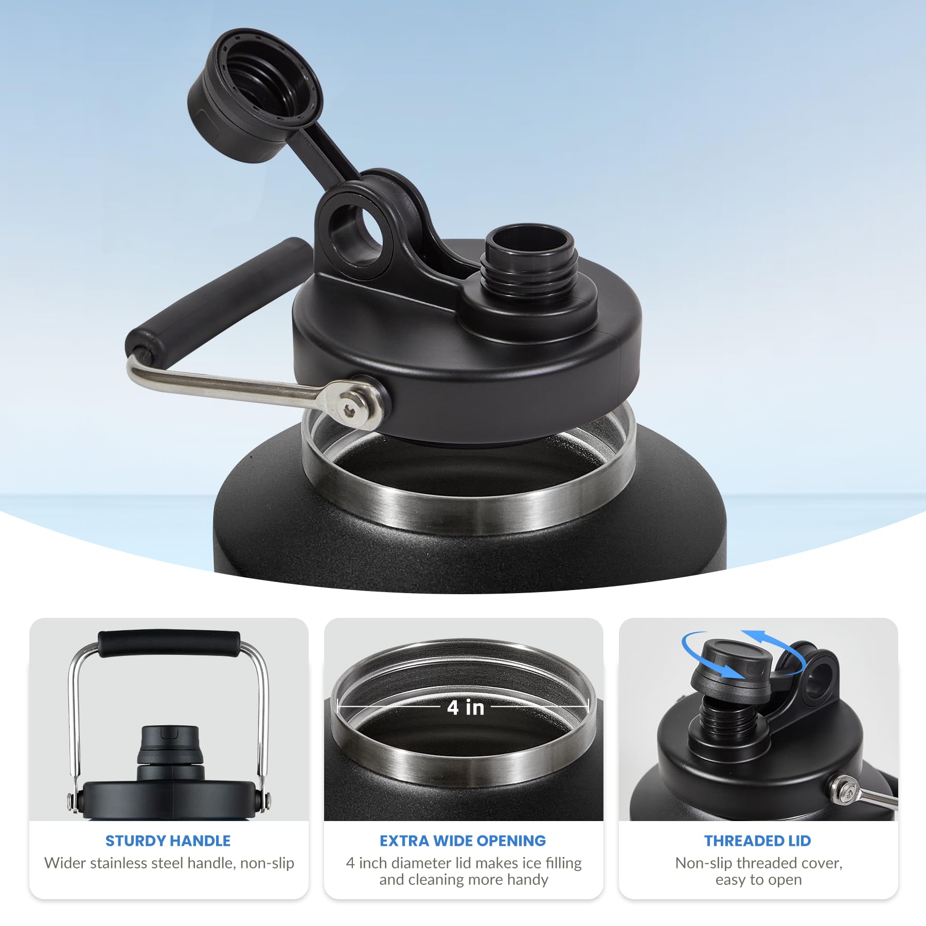 HydraGuard 128oz: Dual-Vacuum Stainless Water Jug - Water Bottles by Handbags Specialist Headquarter | Available at Handbags Specialist Headquarter