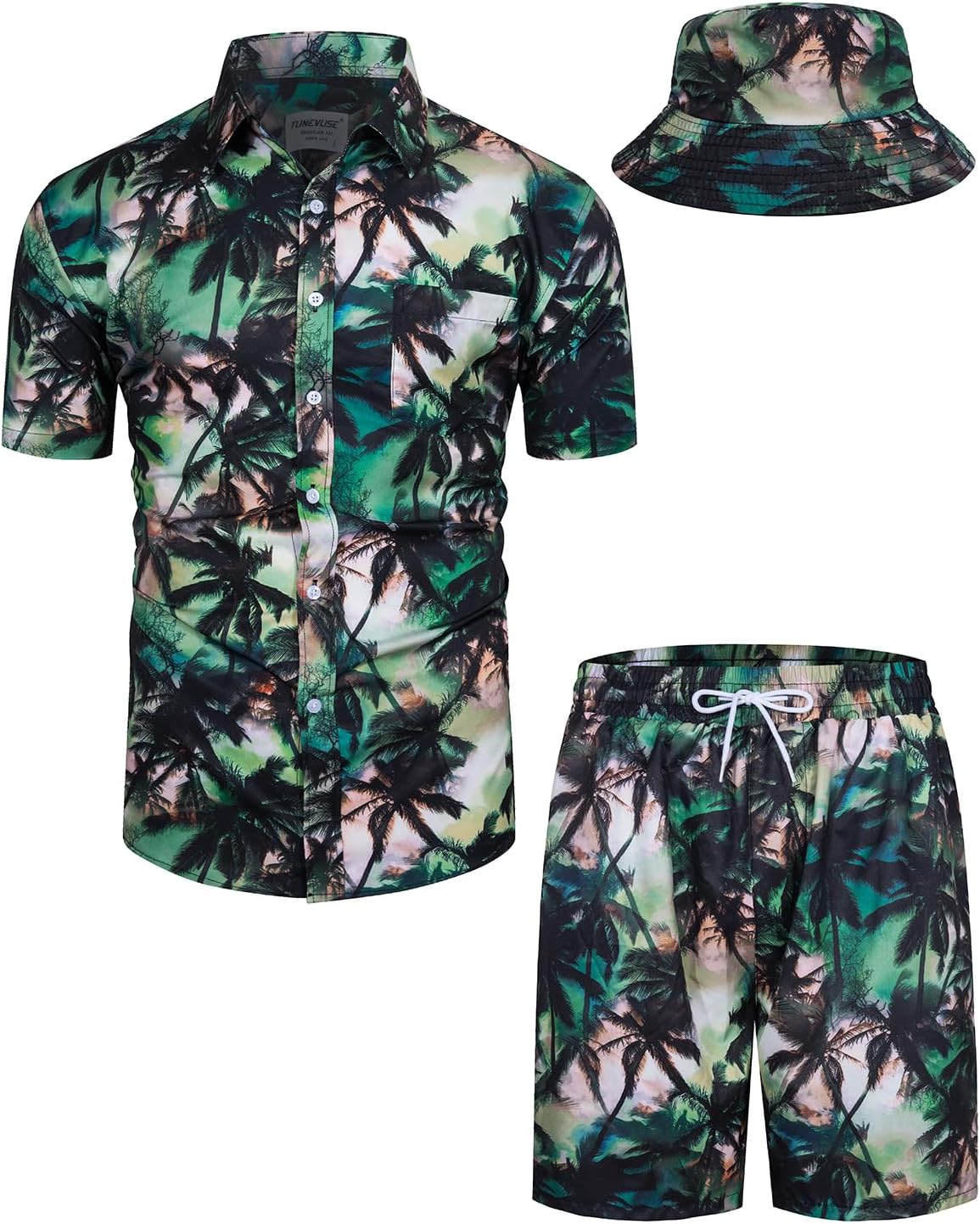 TUNEVUSE Men's Hawaiian Shirt & Shorts Set