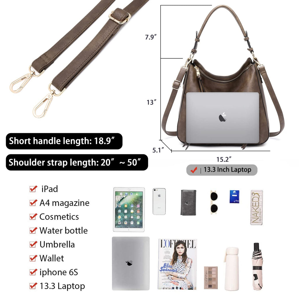 Lapsting Boho Faux Leather Hobo Shoulder Bag