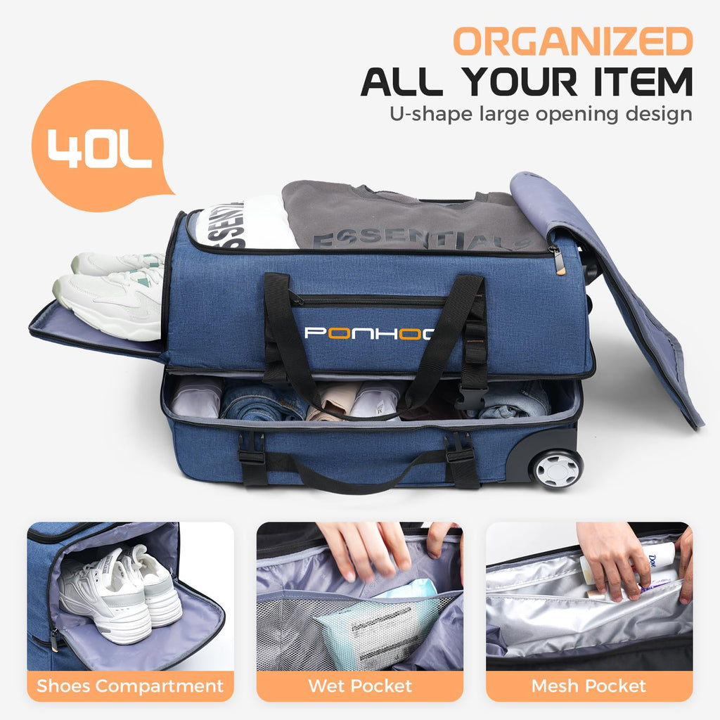 TravelWheels Duffel: Large Waterproof Wheeled Bag -  by Handbags Specialist Headquarter | Available at Handbags Specialist Headquarter