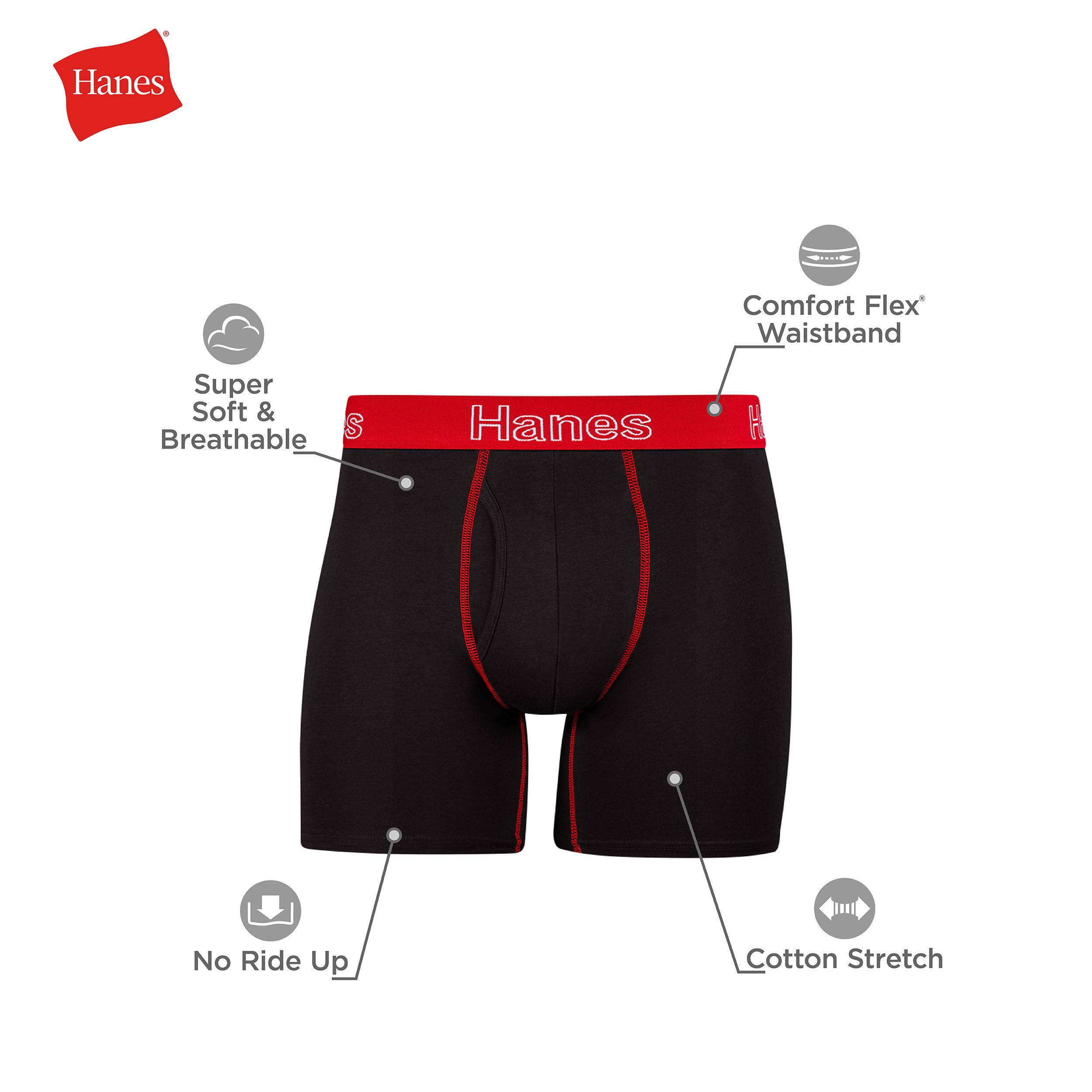 Hanes Men's Stretch Cotton Boxer Briefs, 6-Pack