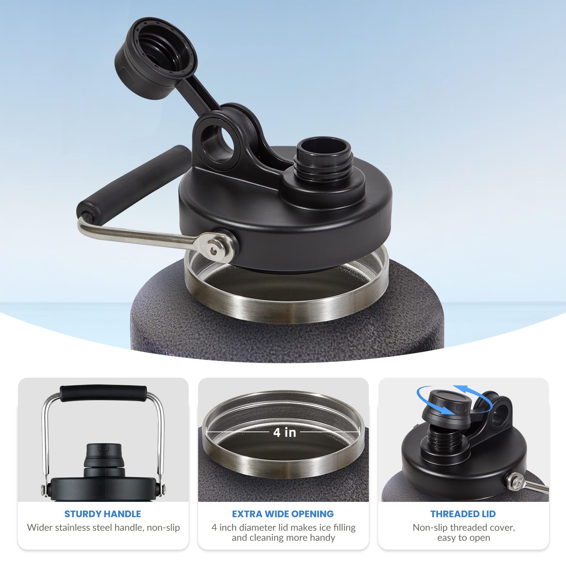 HydraGuard 128oz: Dual-Vacuum Stainless Water Jug - Water Bottles by Handbags Specialist Headquarter | Available at Handbags Specialist Headquarter