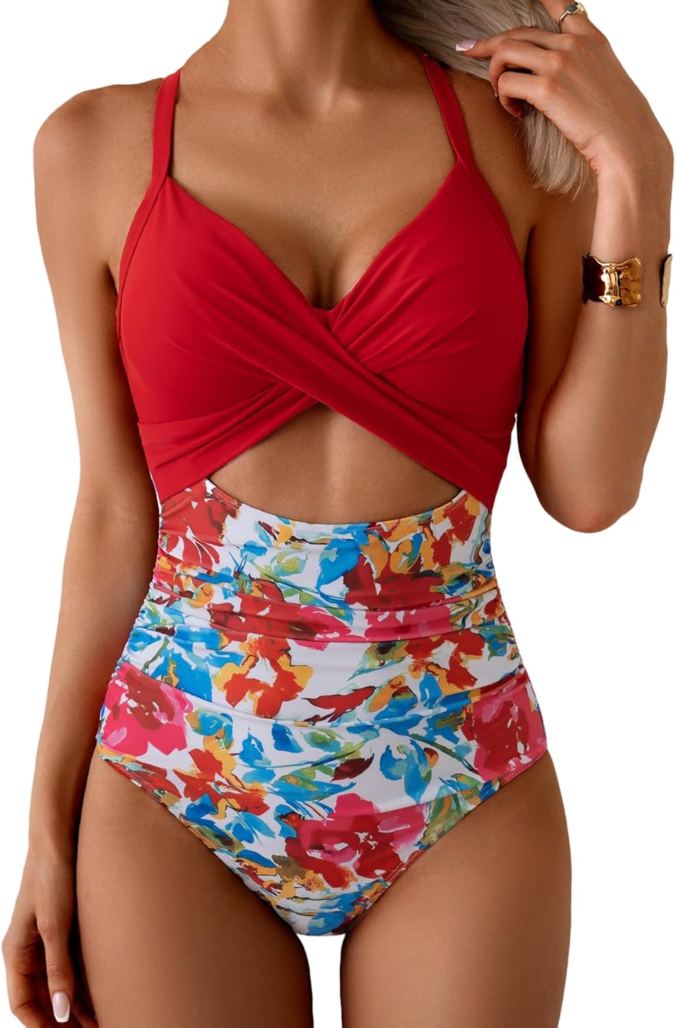 Eomenie Women's Tummy Control Cutout Swimsuit