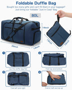 120L Foldable Waterproof Travel Duffel Bag with Shoe Compartment