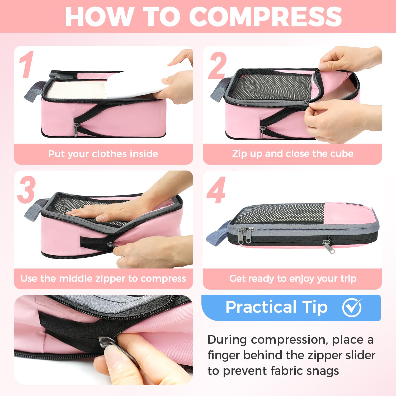 BAGAIL Expandable Travel Compression Cubes Set -  by Handbags Specialist Headquarter | Available at Handbags Specialist Headquarter